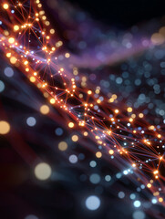 Wall Mural - Digital Connections: This captivating abstract showcases interconnected nodes and pathways, glowing with an ethereal luminescence. The image creates a sense of connectivity, information flow.