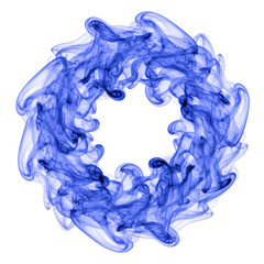 Wall Mural - Ethereal blue smoke wreath with central void on stark transparent presentation
