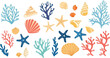 © muhammad - Vibrant ocean treasures, starfish, coral, and shells create a summery, coastal design for invitations, stationery, or nautical-themed decor projects