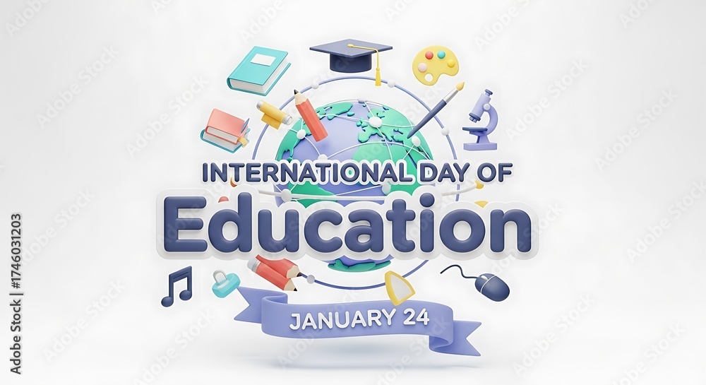 International day of education on january 24, featuring a globe ...