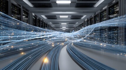 Wall Mural - Abstract Digital Flow of Data and Light in a Modern Technological Infrastructure