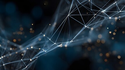 Wall Mural - Abstract Network Connections with Light Particles on a Dark Background Representing Digital Innovation