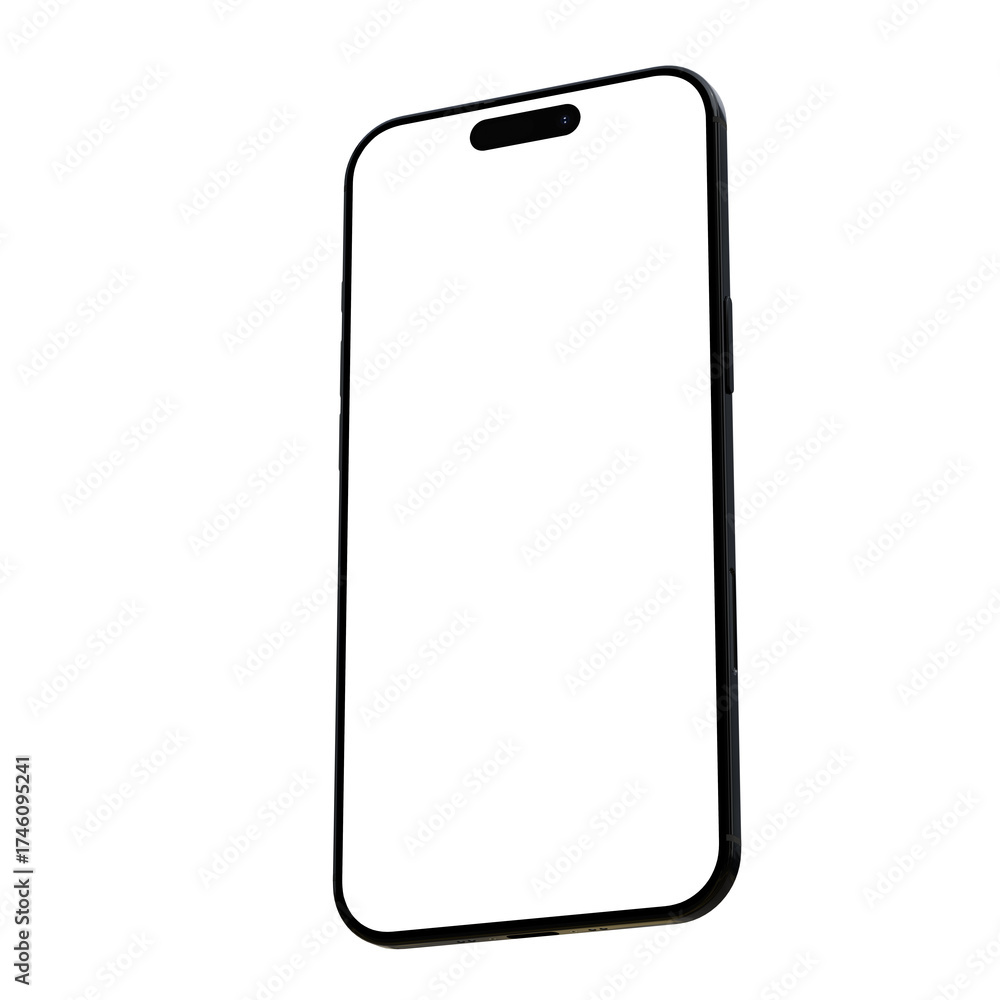 Smartphone mockup slim air black frame, mobile phone air mockup isolated on transparent background, screen empty space, high resolution 8k 4k.