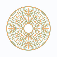 Circular Maze Puzzle with Orange and Green Lines Central Opening.