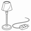 © sahana11 - Simple line drawing of a table lamp with a cord and a power strip on a white background
