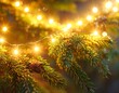 © Elit studio - Warm glowing fairy lights on pine branches close-up