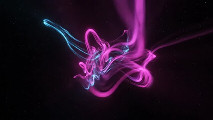 Wall Mural - a seamlessly looping video displaying vibrant cosmic light trails of pink and cyan colors swirling a