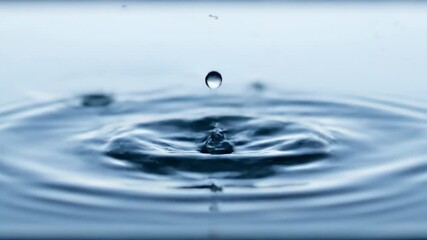 Wall Mural - A solitary raindrop impact in slow motion, creating expanding ripples on a calm, reflective water surface water, surface, abstract