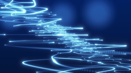 Wall Mural -  line flow up and fly through moving in cyberspace concept. Big data stream line data transmission 3d futuristic 4K motion loop background.