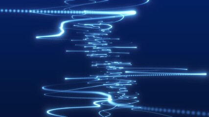 Wall Mural -  line flow up and fly through moving in cyberspace concept. Big data stream line data transmission 3d futuristic 4K motion loop background.