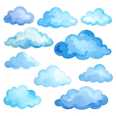 Wall Mural - Seamless cartoon vector cloudscape illustration of a fluffy blue summer sky pattern
