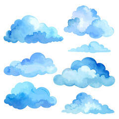 Wall Mural - Seamless cartoon vector cloudscape illustration of a fluffy blue summer sky pattern
