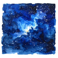 Wall Mural - An abstract blue background with light and deep blue clouds like the night sky ocean