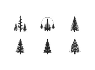 Set of pine tree icons
