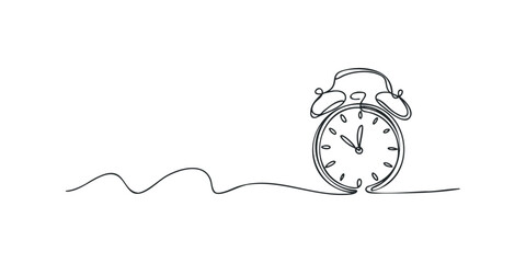 Alarm clock drawn with a single continuous line