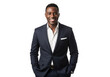 © Prosenjit - Confident young black man in suit smiling and standing hands in pockets studio portrait isolated on transparent background