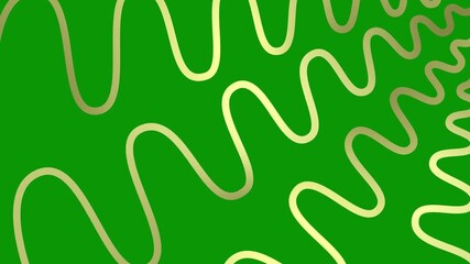 Wall Mural - Animated golden decorative wavy lines is drawn. Linear background. Looped video. Vector illustration isolated on green background.