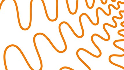 Wall Mural - Animated orange decorative wavy lines is drawn. Linear background. Looped video. Vector illustration isolated on white background.