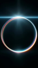 Wall Mural - Moving circular rainbow light effect with center flare on dark background for product presentation video