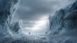 © สมเจตน์ หนูแก้ว - Surreal antarctic landscape featuring massive glaciers under dramatic skies ice-filled waters atmospheric mood wide angle view