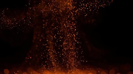 Wall Mural - Seamlessly Looping Video of Glowing Orange and Yellow Particles Swarming and Rising Against a Dark Background commercial, light, fire-like