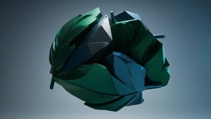 Wall Mural - Seamlessly looping video featuring abstract sharp geometric leaf-inspired fragments slowly rotating and assembling into a dynamic futuristic pattern graphic, shapes, origami