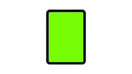 Wall Mural - Animated tablet mockup with green screen on white background, ideal for app design, UI, UX presentations, product demos, digital advertising, and technology showcase projects
