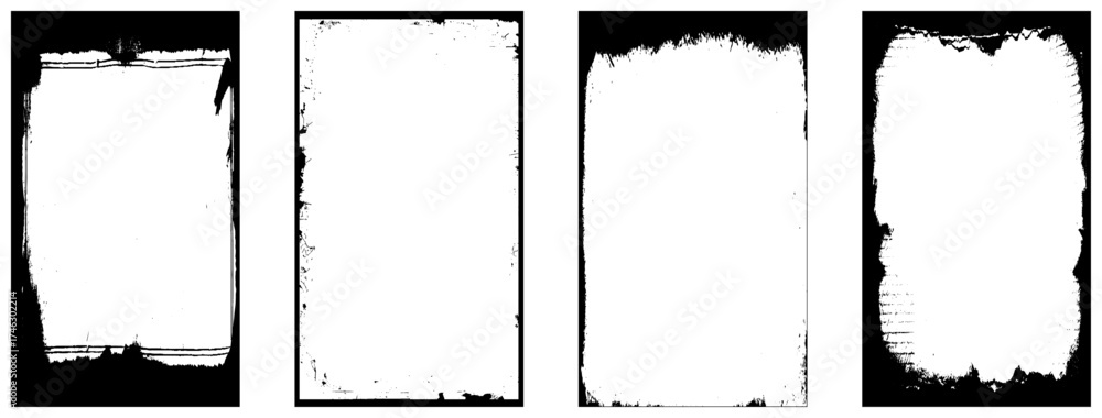 Photo border stroke set - minimalist black rectangular edges with ...