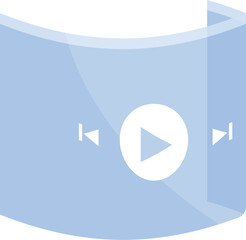 Transparent flexible screen displays video player controls, including play, rewind, and fast forward buttons, suggesting innovation in mobile technology