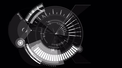 Wall Mural - Dynamic Futuristic HUD Interface Animation: Digital Data Scan, Targeting System, and High-Tech UI Elements