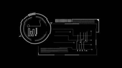 Wall Mural - Dynamic Futuristic HUD Interface with Data Analysis and Digital Information Display