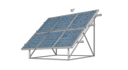 A detailed illustration of a solar panel array, showing its structure and design.