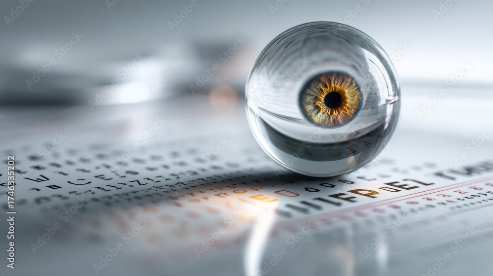 Sight Sphere Optical concept with focused eye through glass sphere for vision ...