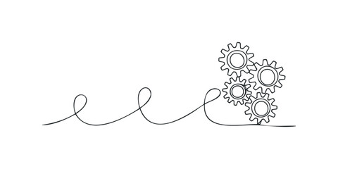 Naklejka na meble Simple line drawing of interconnected gears