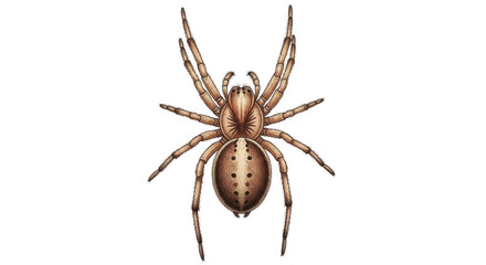 Isolated Spider illustration in brown tones with spots on its abdomen and furry legs