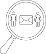 © Gantar - A magnifying glass encloses a male figure an envelope and a female figure
