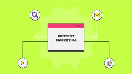Wall Mural - Content marketing strategy through SEO, Social media, Email campaign and Video promotion, Concept of content marketing.