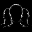 © Nick Freund - Drei anonyme Silhouetten von Köpfen mit Gegenlicht auf schwarzem Hintergrund