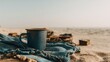 © NguyenQuoc - Serene beach morning with a steaming mug of coffee on a woven blanket, offering a peaceful escape and tranquil start to the day.