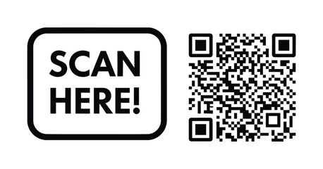 Scan here qr code image download vector graphic illustration