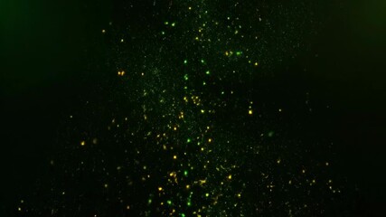 Wall Mural - glowing green and gold particles slowly descend and scatter in a mesmerizing seamless loop energy, i