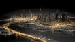 © sudarak - Futuristic Digital Cityscape with Glowing Golden Network Lights