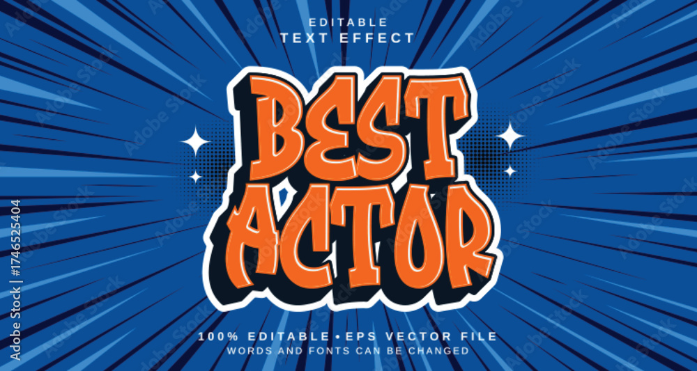 Editable text style effect - Best Actor text style theme. Stock Vector ...