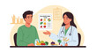 © Tomy - Nutritionist Consults with a Patient, Explaining Balanced Meal Plan and Healthy Eating Habits