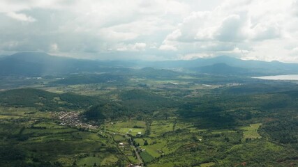 Wall Mural - DRONE: DOLLY IN OF PATZCUARO LAKE VALLEY AT AFTERNOON