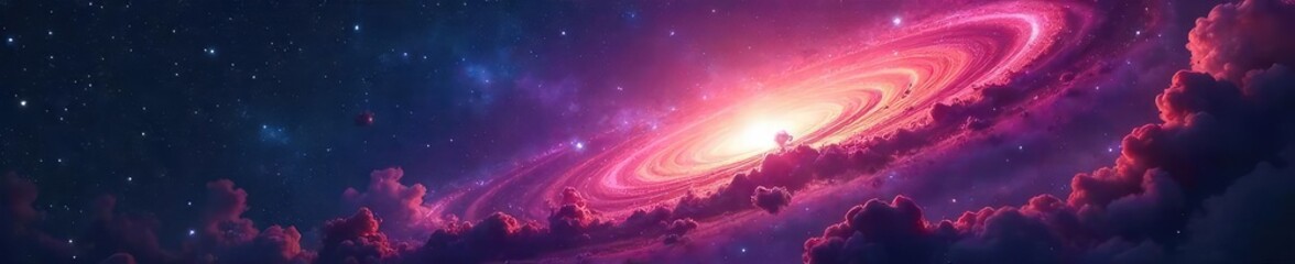 Wall Mural - Vast cosmic expanse, swirling nebulae and distant galaxies illustrating the immense scale and wonder of the universe's mass ,  astrophysics,  gravity,  space