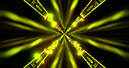 Wall Mural - This vibrant tunnel video loop offers a captivating visual experience with dynamic patterns of green light. The seamless motion creates an immersive atmosphere ideal for relaxation or entertainment.