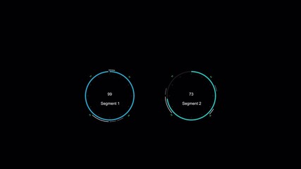 Wall Mural - Futuristic Digital Interface with Glowing Circular Elements on a Black Background.