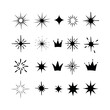 © Chamely - Collection of black starbursts and crowns on a white background vector illustration