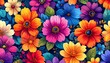 © Yos - Vibrant floral pattern with many colorful flowers